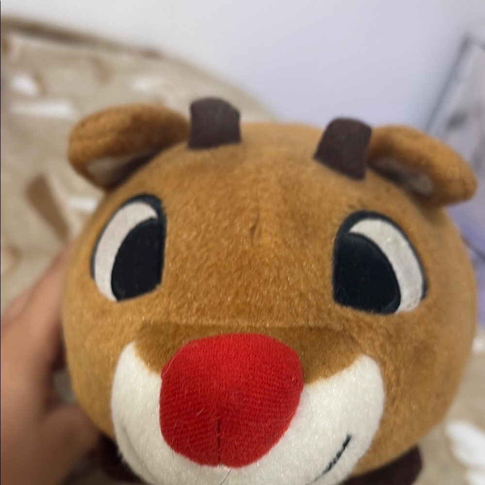 Soft Brown and Red Plush Reindeer Toy with Friendly Features